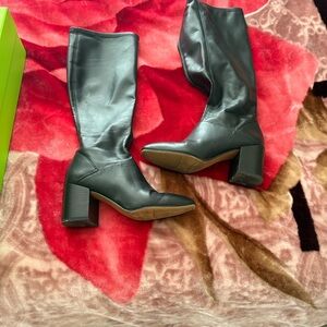 Black Leather Knee-High Boots